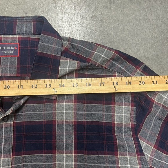 Untuckit Alentejo Shirt Mens 3XL Red Blue Plaid Flannel Long Sleeve Button Up - Picture 4 of 7